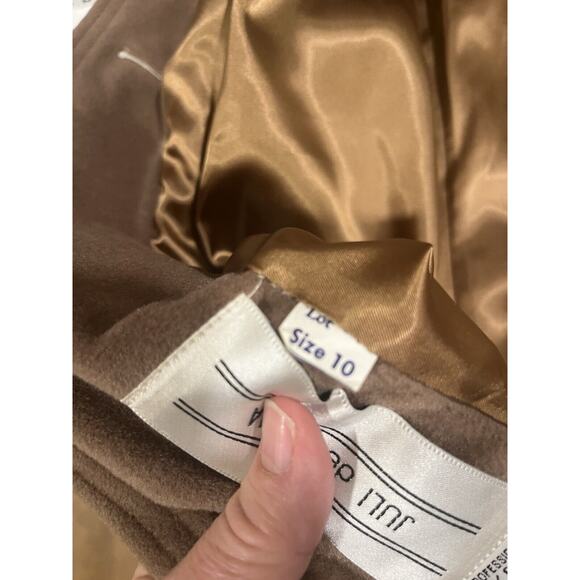 Vtg 70s Juli de Roma Tan Belted Over Coat 10 Kajjmir Man Made Cashmere Classic - Picture 7 of 14